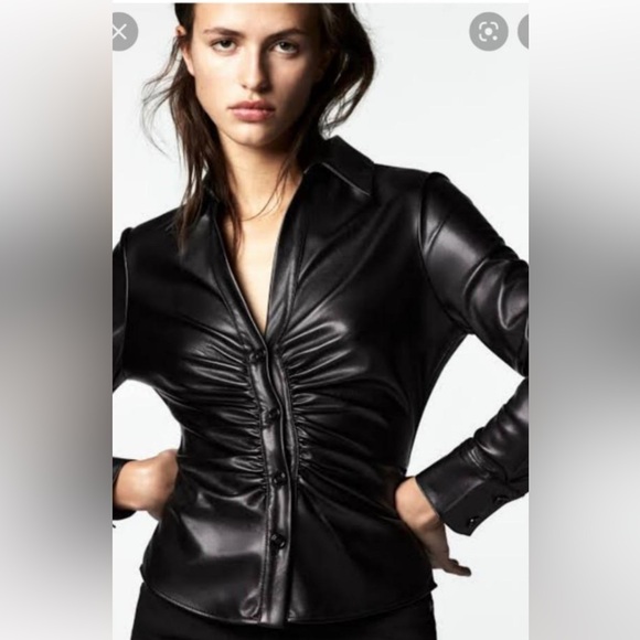 Zara Women’s Faux Leather blouse - Picture 1 of 10
